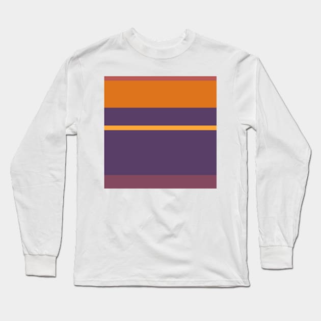 A pretty patchwork of Grape, Deep Ruby, Dark Salmon, Brownish Orange and Yellow Orange stripes. Long Sleeve T-Shirt by Sociable Stripes